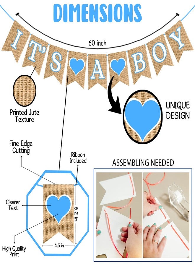 Zyozique It’s A Boy Paper Banner for Boy Baby Shower - Baby Shower Decorations,Its A Boy Paper Banner,Best Boys Birthday Party Supplies (Pack of 1) - Image 3
